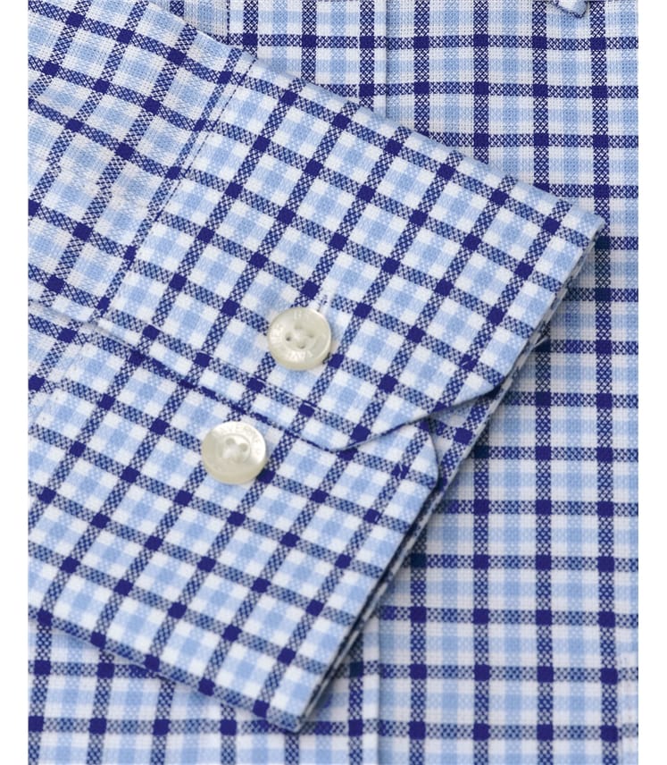 Navy/Sky Blue/White Check | Business Casual Royal Oxford Check Shirts ...