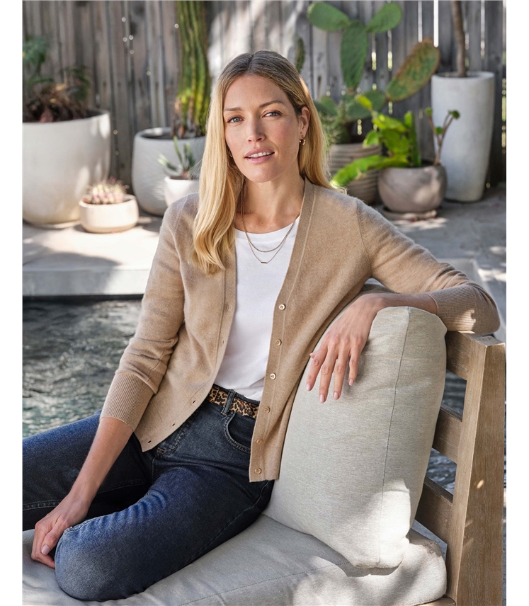 Kaschmir Strickjacke mit V-Ausschnitt