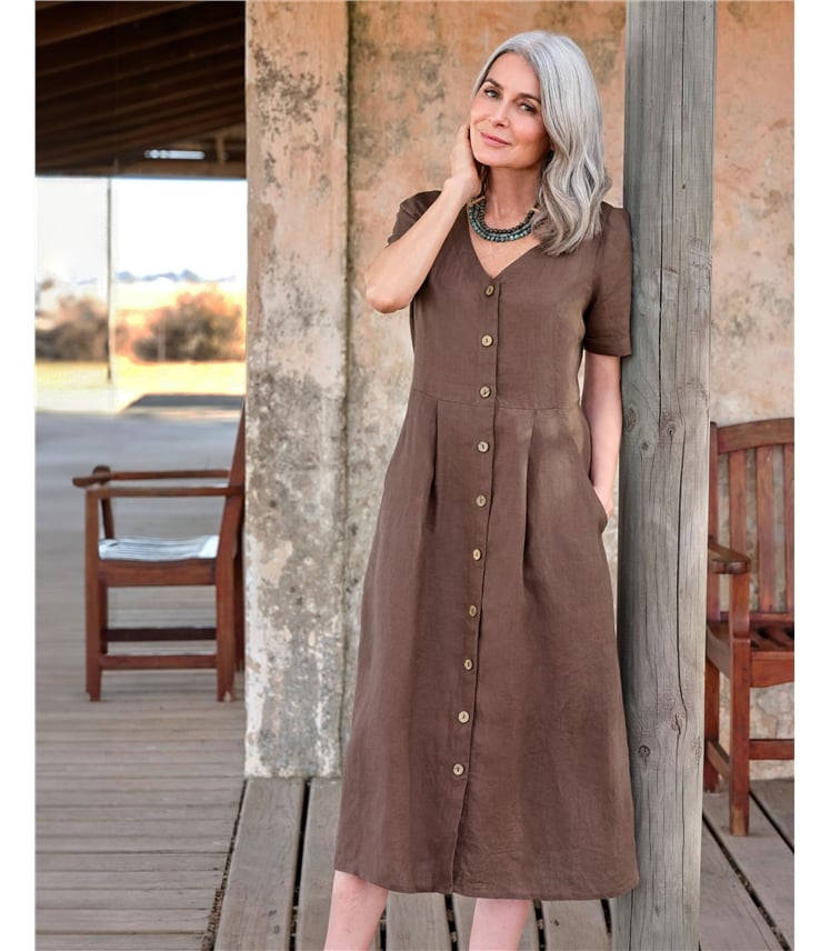 Leinenkleid mit Knopfleiste