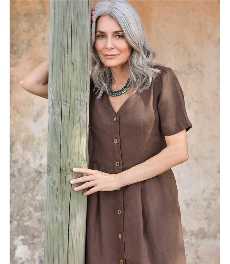 Leinenkleid mit Knopfleiste