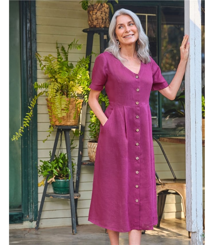 Leinenkleid mit Knopfleiste