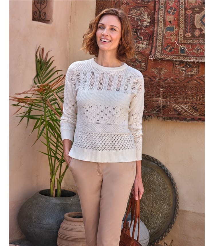 Mixed Stitch Pointelle Jumper