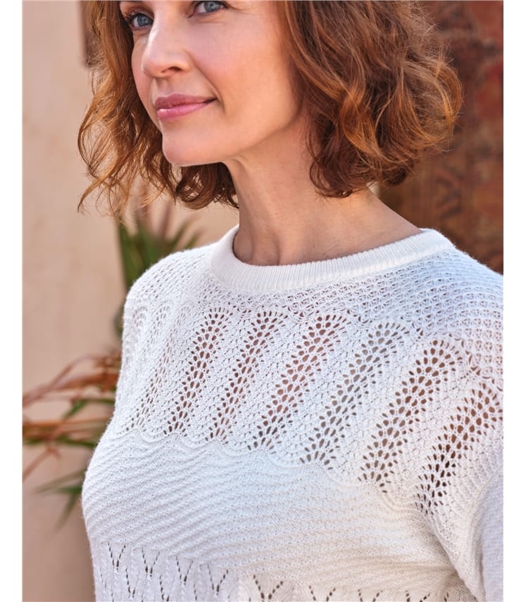 Mixed Stitch Pointelle Jumper