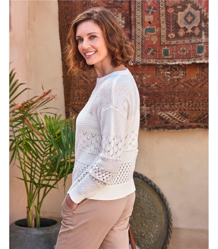 Mixed Stitch Pointelle Jumper