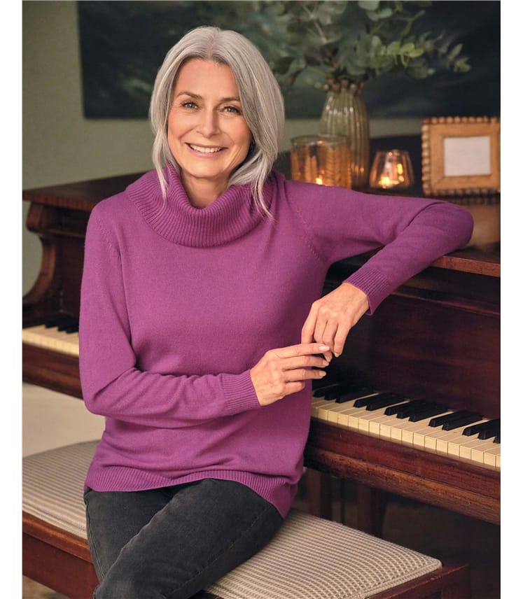 Cashmere And Merino Long Sleeve Cowl Neck Jumper