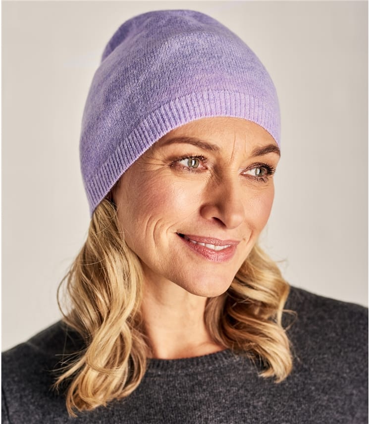 Sweet Lavender Womens Pure Cashmere Hat WoolOvers UK