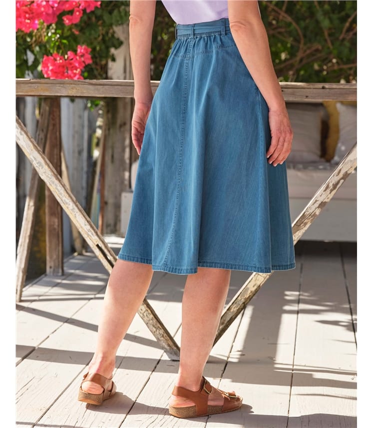 Chambray Blue | Chambray Button Through Midi Skirt | WoolOvers AU