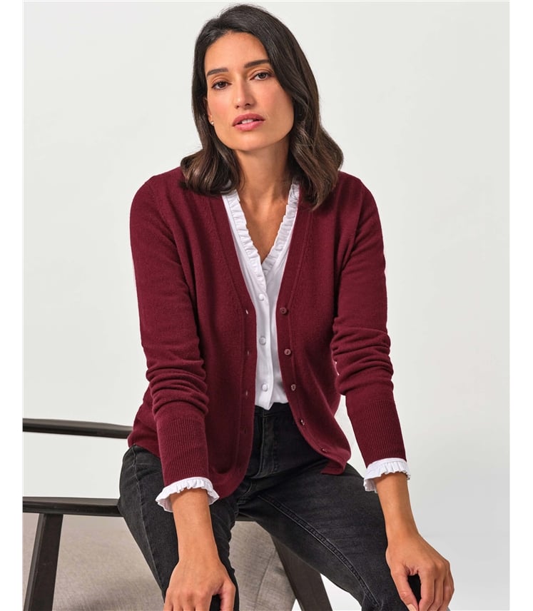 Kaschmir Strickjacke mit V-Ausschnitt