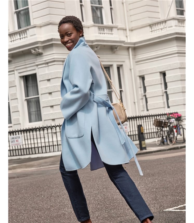 Light Blue | Double Faced Kimono Coat | WoolOvers US