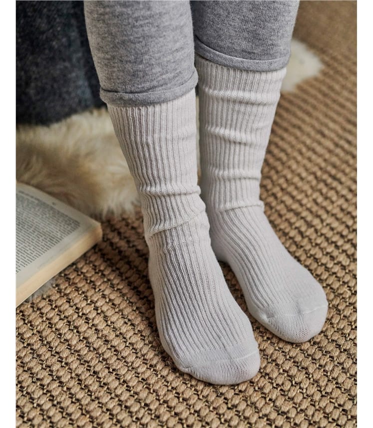 Cream | Womens Cashmere Merino Bed Socks | WoolOvers US