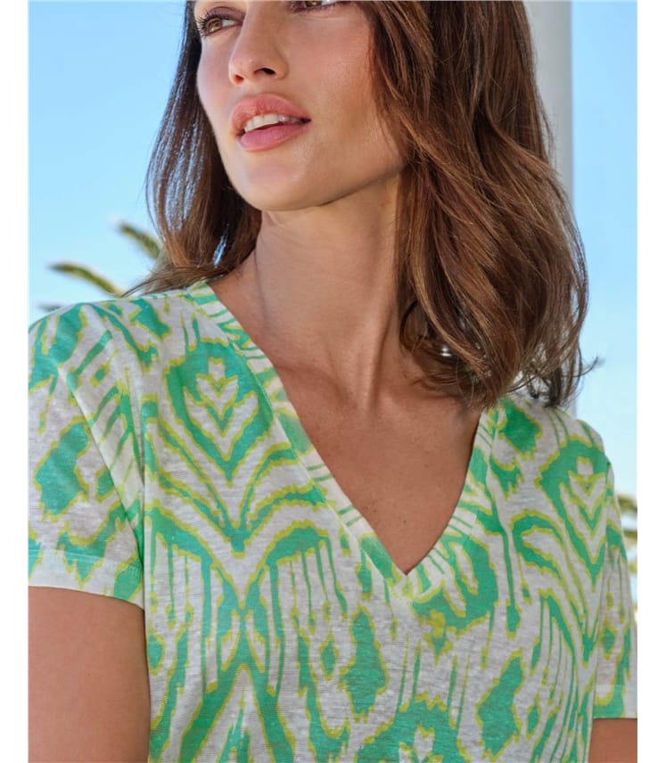 Linen Jersey V Neck T-Shirt LWR48