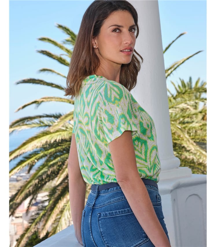 Linen Jersey V Neck T-Shirt LWR48