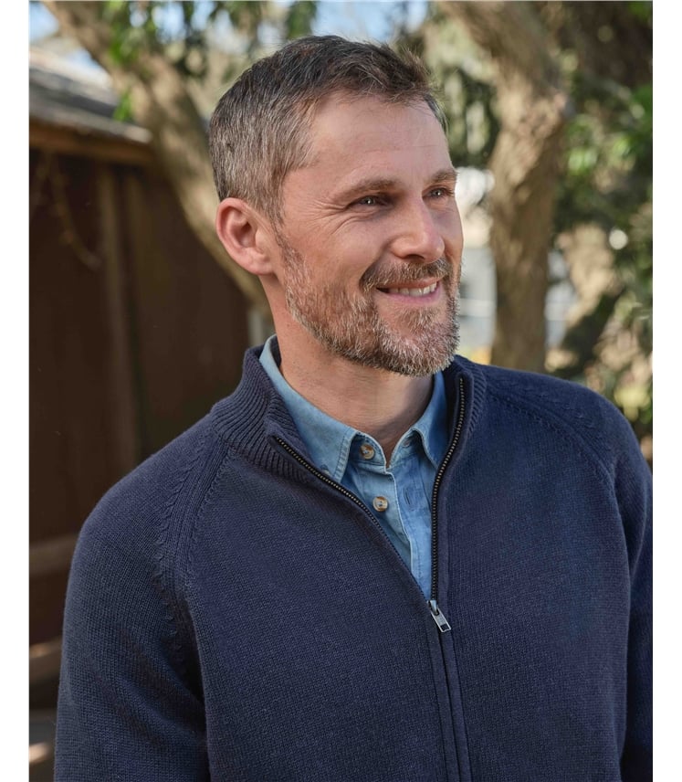 Essential Cotton Zip Cardigan