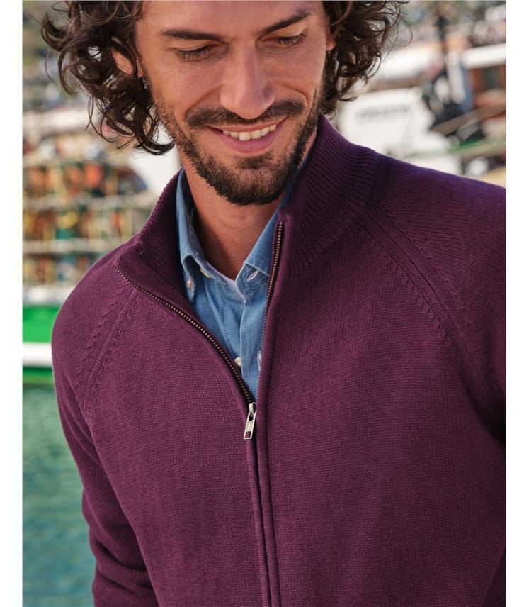 Cardigan zippé essentiel en coton - Homme