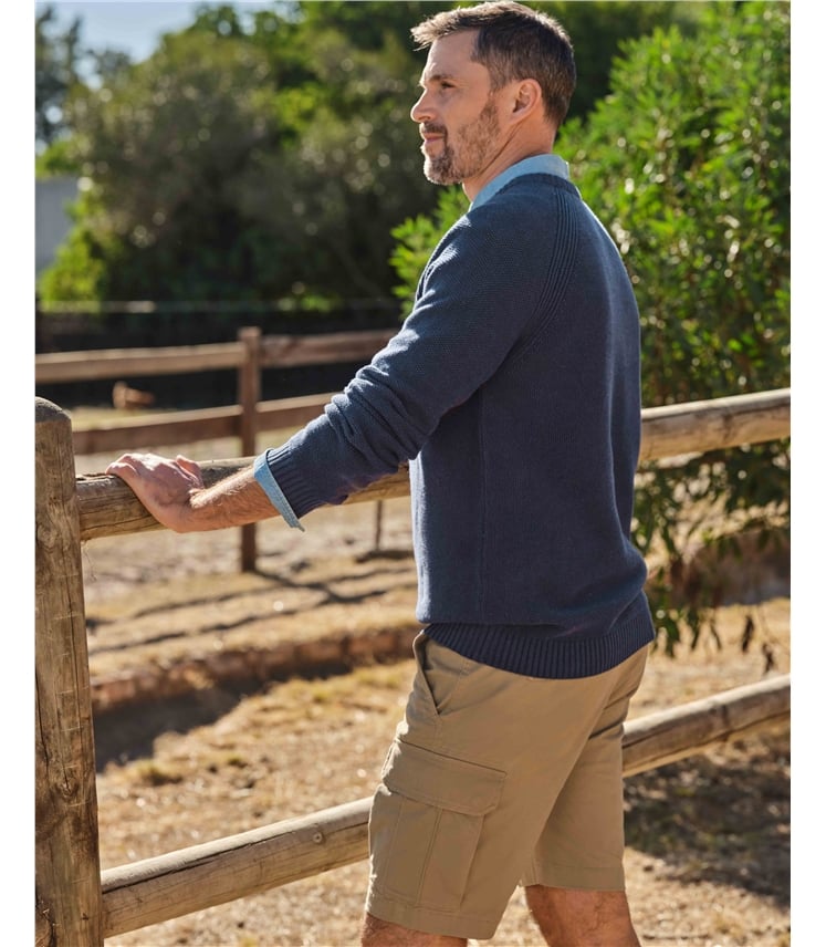 Pull col rond essentiel Moss Stitch - Homme