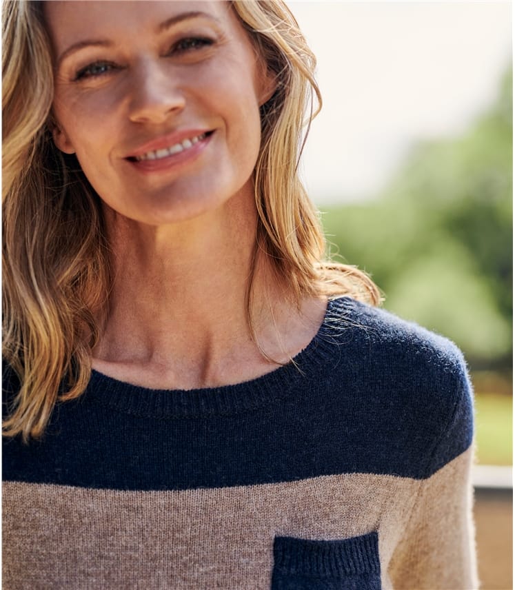 Lambswool Wide Stripe Colour Block Jumper