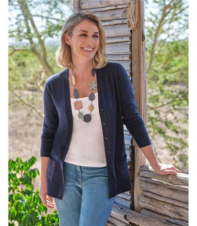 Cardigan long à col en V - Femme