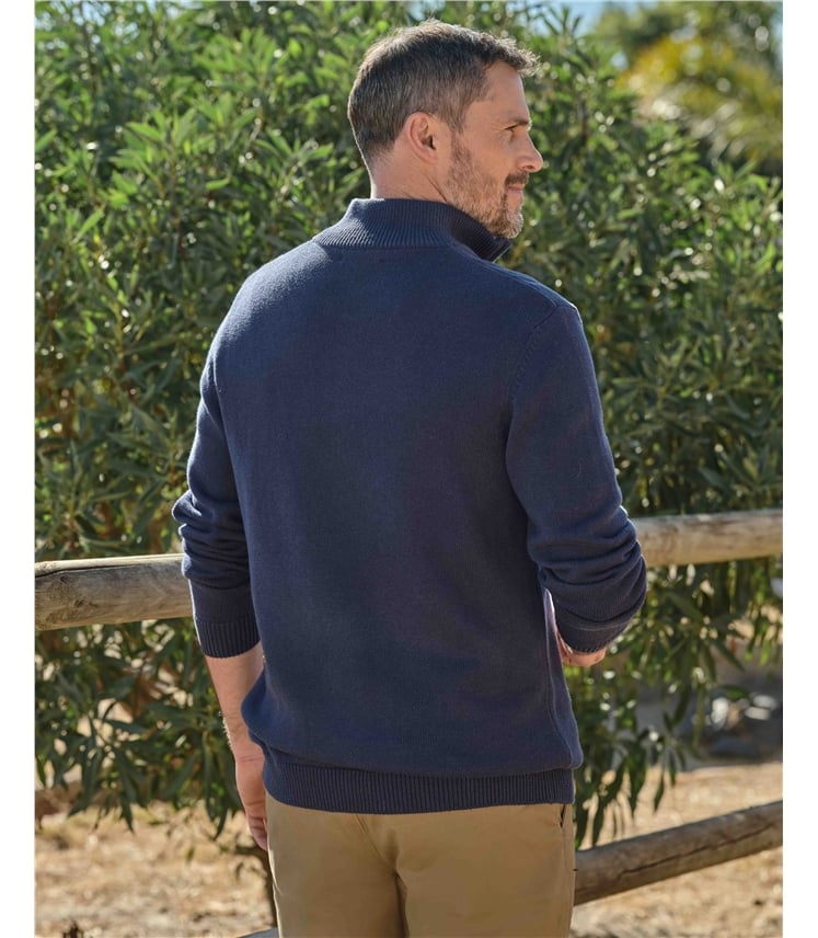 Essential Cotton Zip Neck Jumper