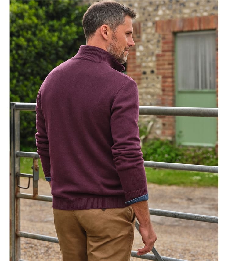 Essential Cotton Zip Neck Jumper