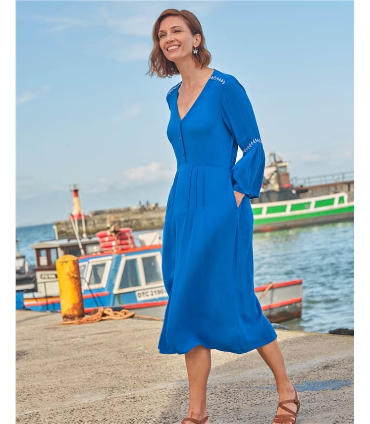 (4p. pack) Purple floral Printed Viscose Midi Dress - V3