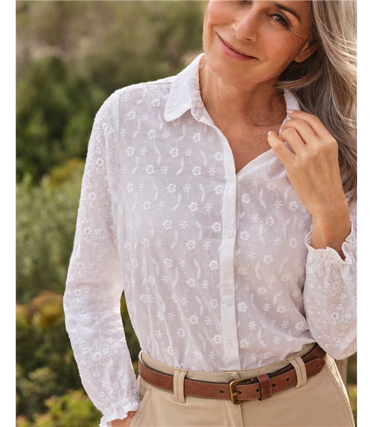 Petal Collar Embroidered Shirt