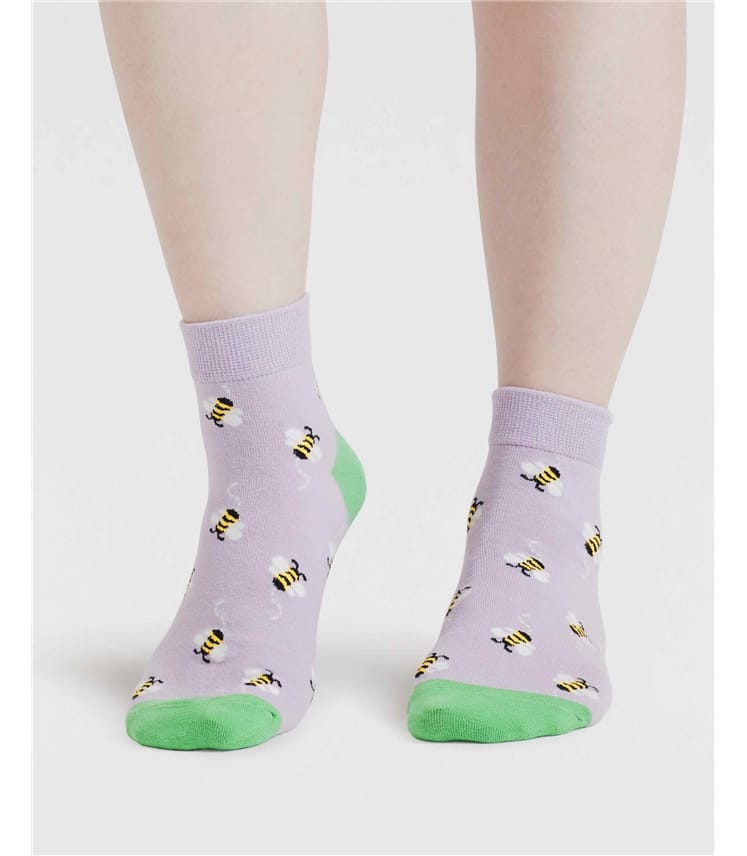 Knöchelsocken aus Bio-Baumwolle, Bienen – Beth