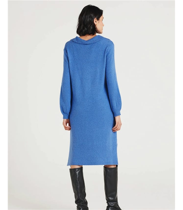 Periwinkle Blue | Corinia Organic Cotton Knitted Shift Dress | WoolOvers US