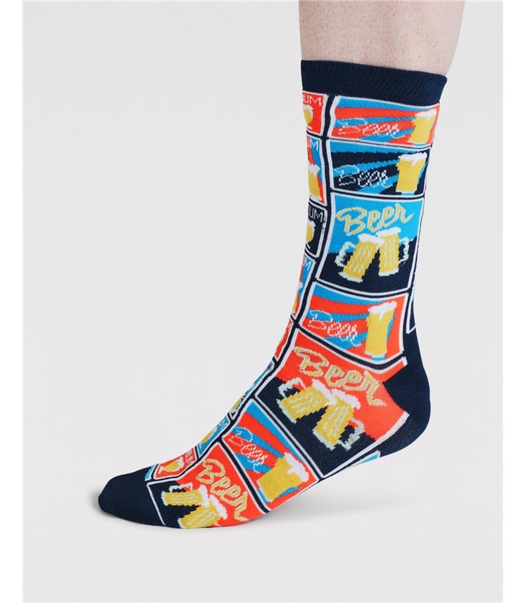 Mens Collins Beer Bamboo 4 Sock Gift Box