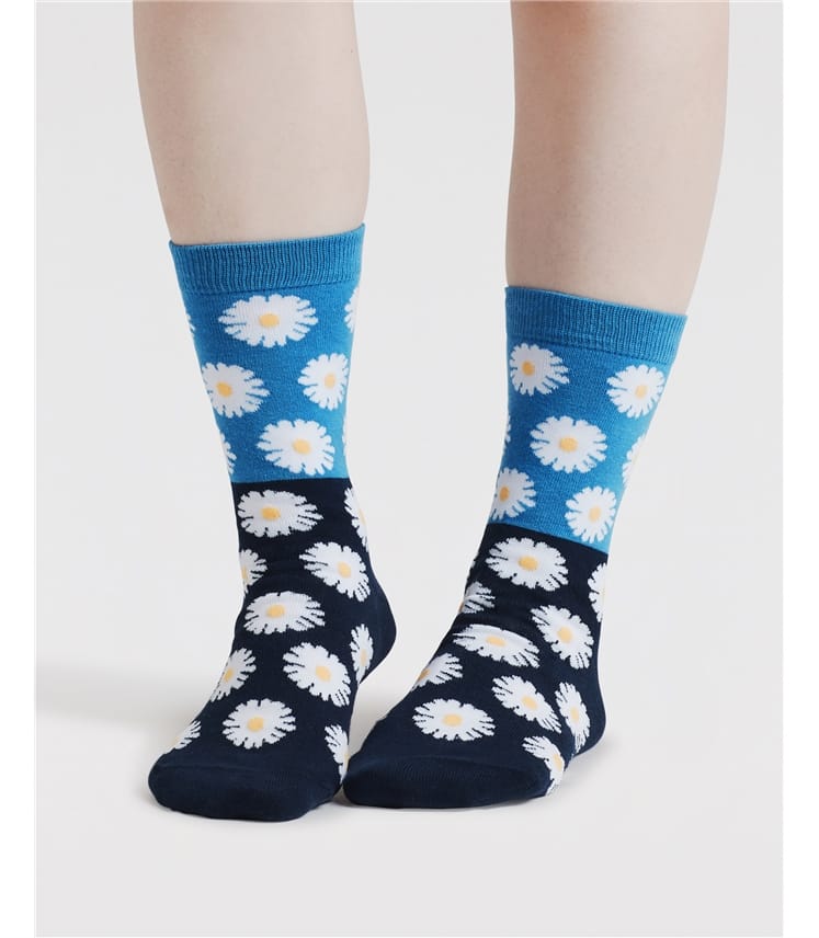 Womens Daisy Floral Organic Cotton Socks