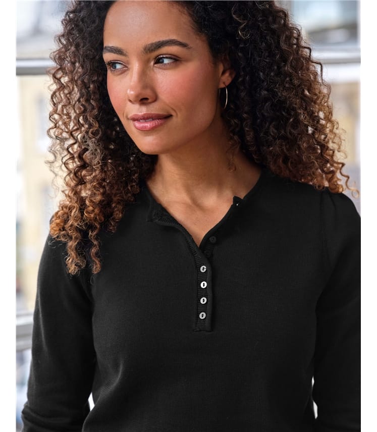 Dua Organic Cotton Henley Jumper