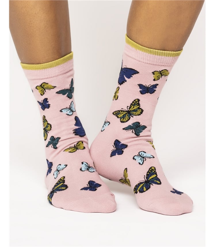 Womens Organic Cotton Butterfly Socks