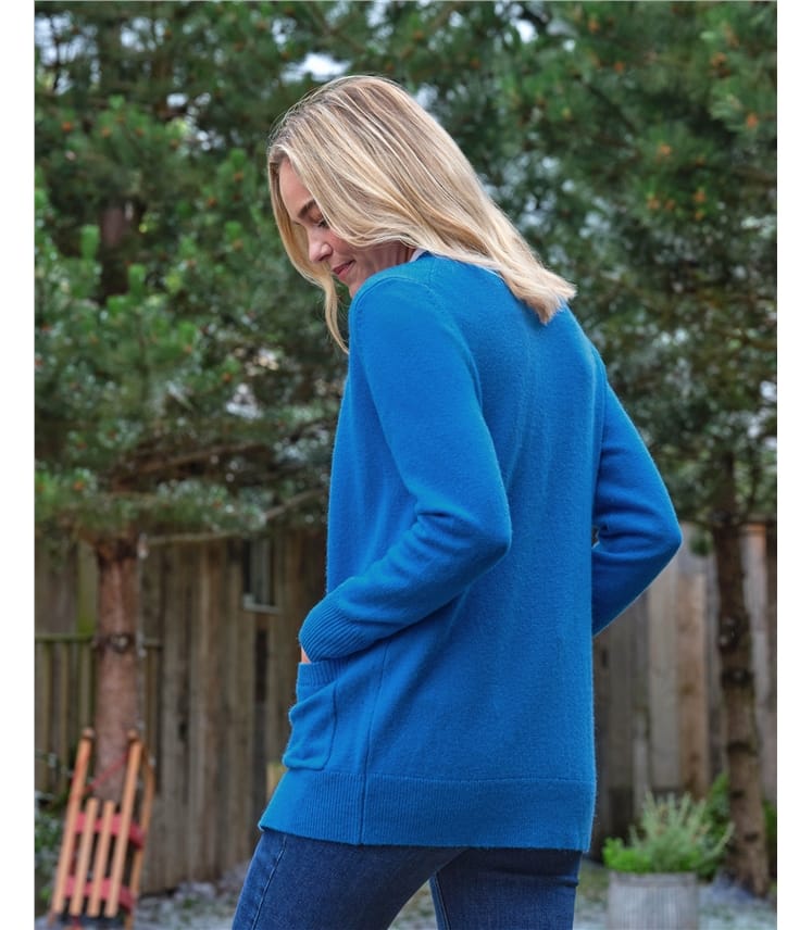 Lambswool Ladies Crew Neck Cardigan