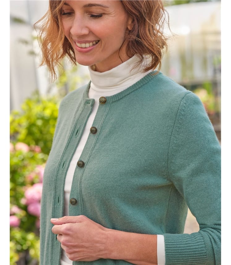 Lambswool Ladies Crew Neck Cardigan