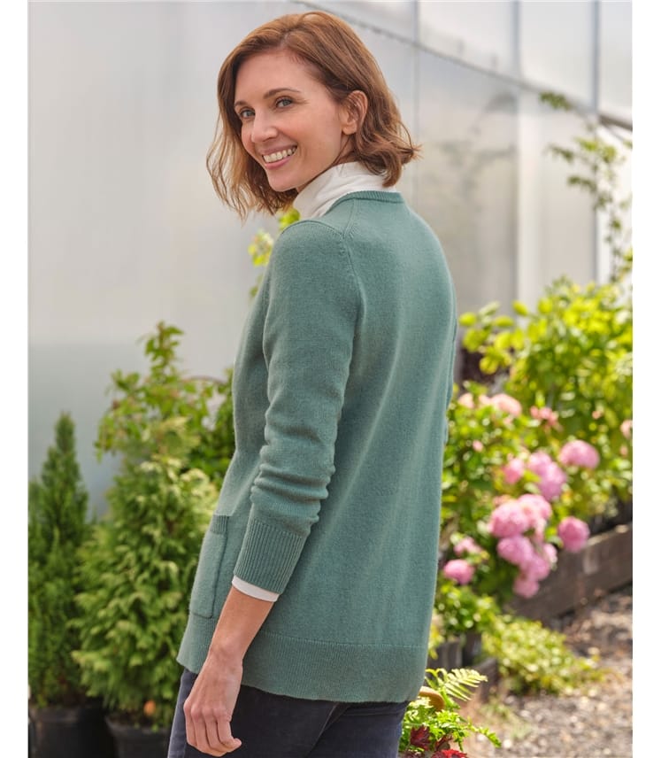 Cardigan à col rond - Femme - Laine d'agneau