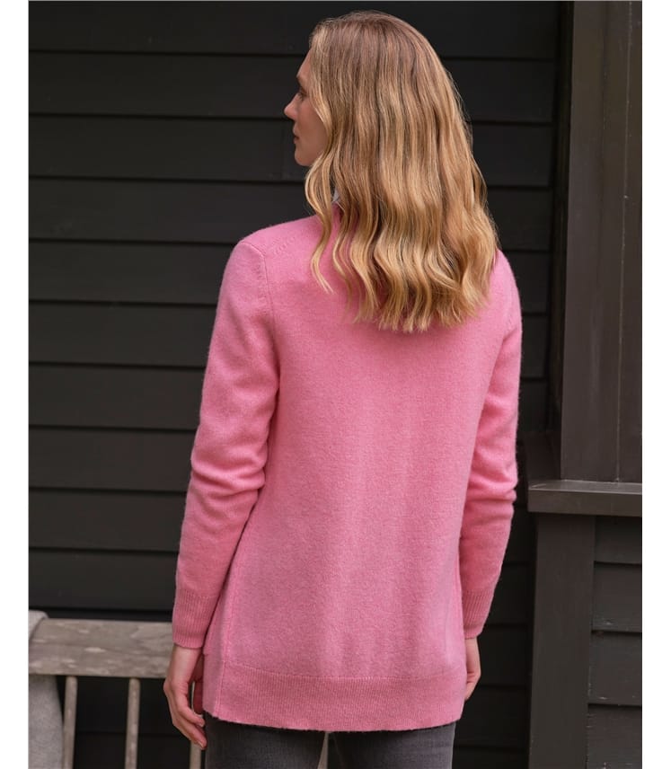 Lambswool Ladies Crew Neck Cardigan