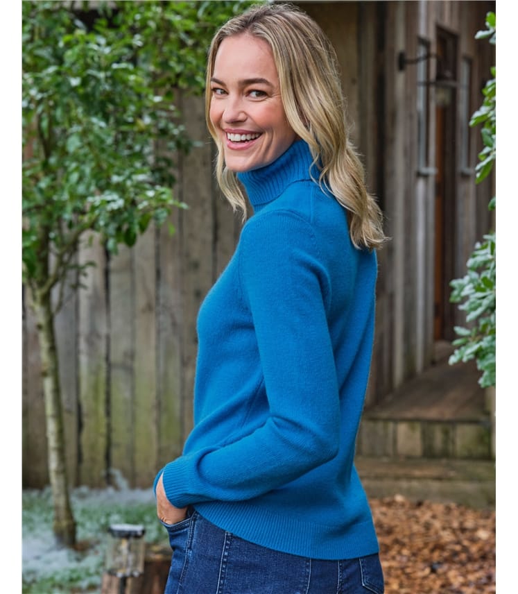 Rollkragenpullover aus Lammwolle für Damen