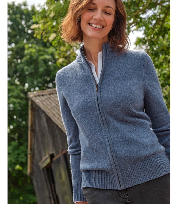 Cardigan ajusté à fermeture éclair - Femme - Laine d’agneau certifiée 100% RWS