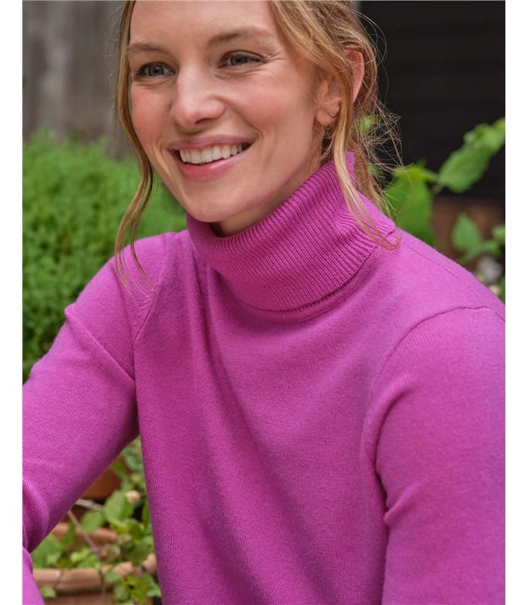 Cashmere and Merino Fitted Polo Neck Knitted Jumper