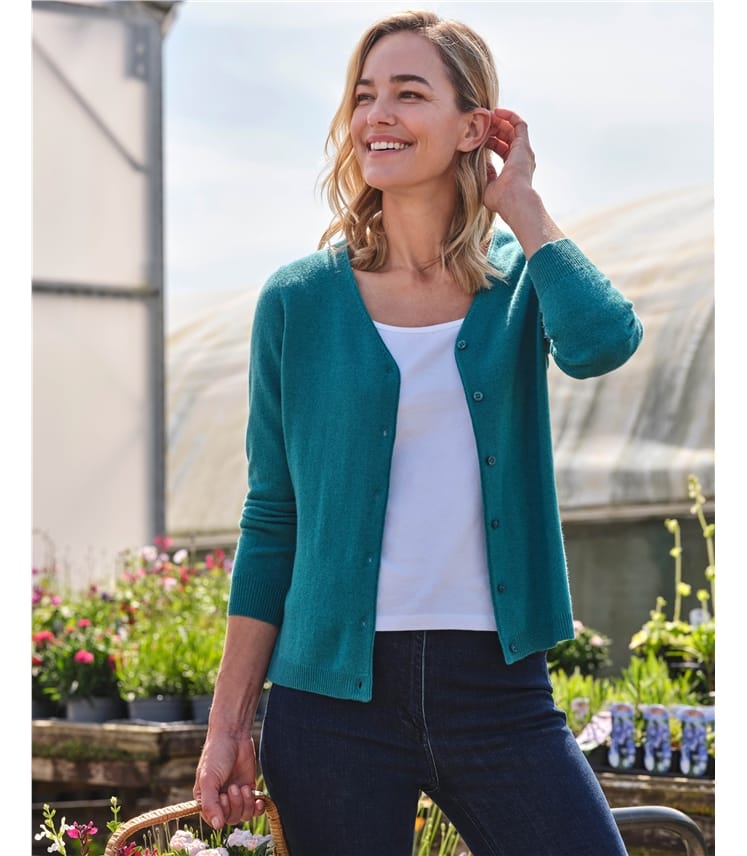 Cashmere Merino Classic V Neck Cardigan