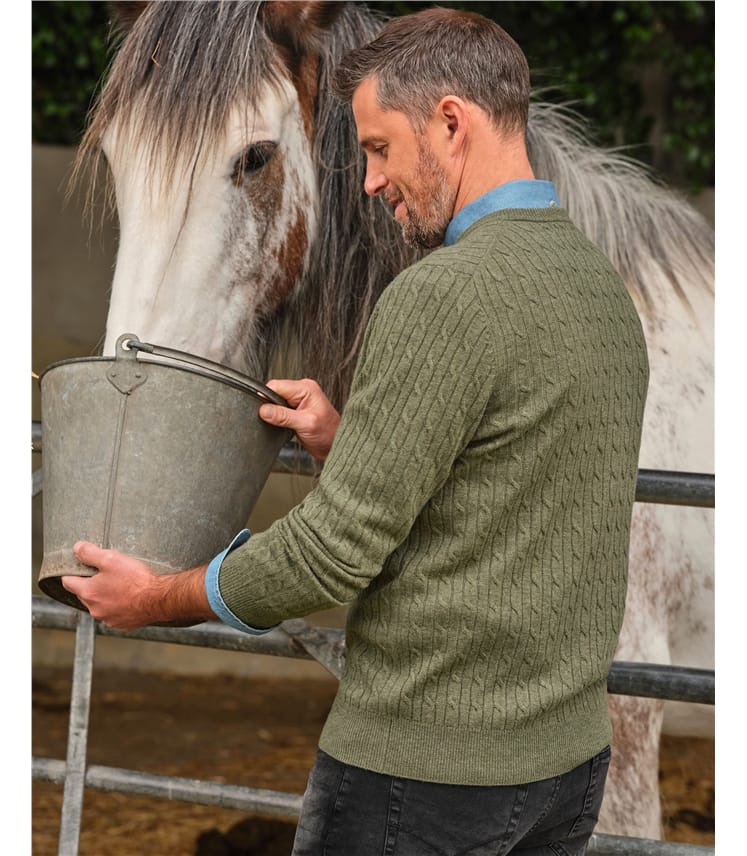 Pull torsadé à col rond - Homme - Cachemire & Mérinos