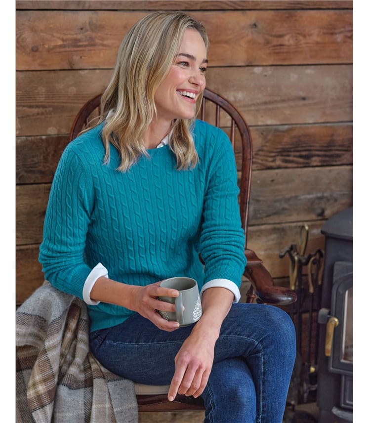 Cashmere Merino Cable Crew Neck Jumper