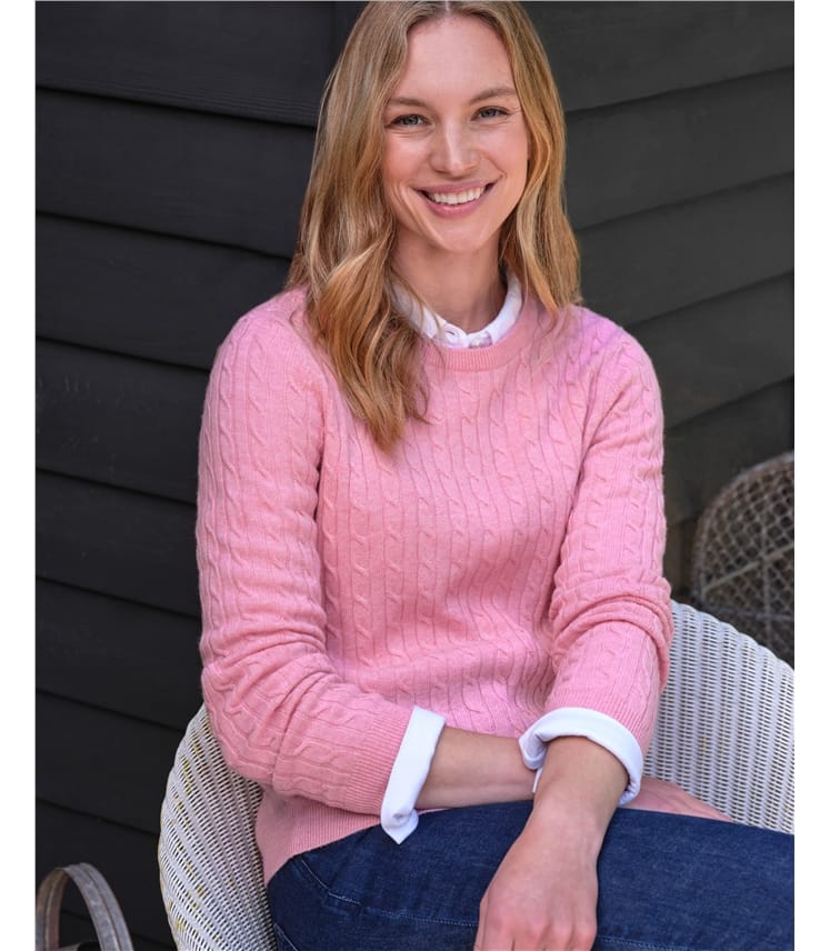 Cashmere Merino Cable Crew Neck Jumper