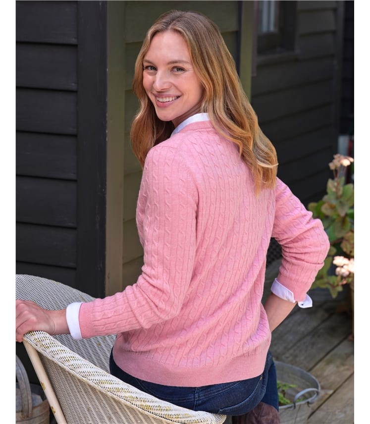 Cashmere Merino Cable Crew Neck Jumper