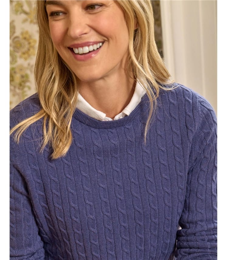 Pullover mit Rundhalsausschnitt aus Merinowolle und Kaschmir für Damen