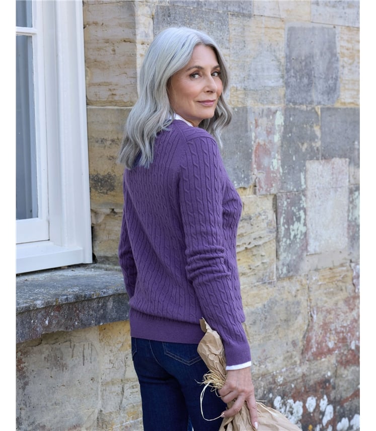 Cashmere Merino Cable Crew Neck Jumper