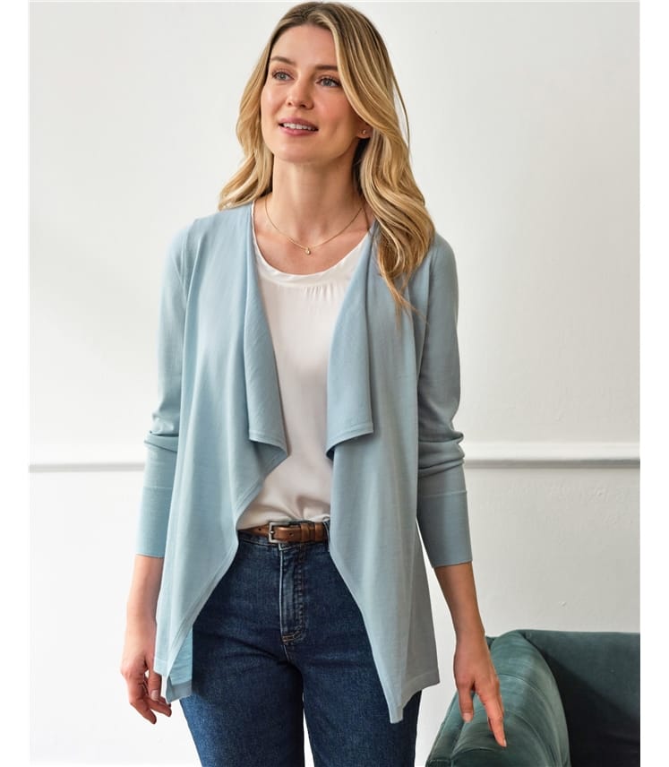 Seaspray Wool Cashmere Waterfall Cardigan Woolovers Uk