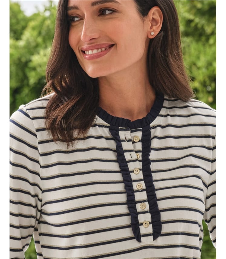 Micro Frill Stripe Top