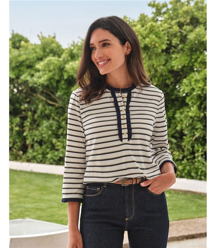 Micro Frill Stripe Top