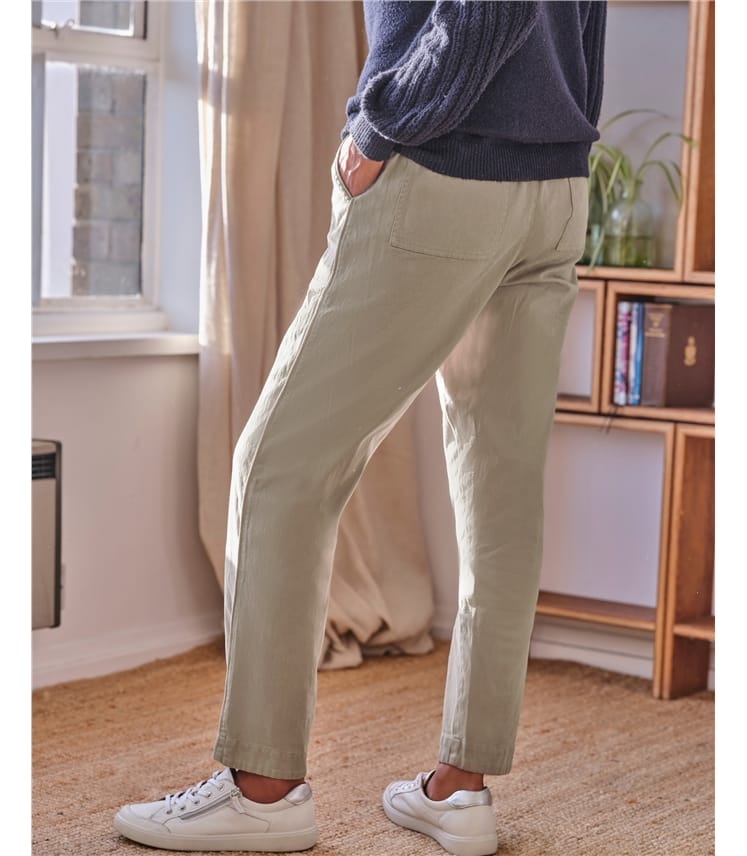 ESPRIT - Organic Cotton-Blend Wide-Leg Trousers at our online shop