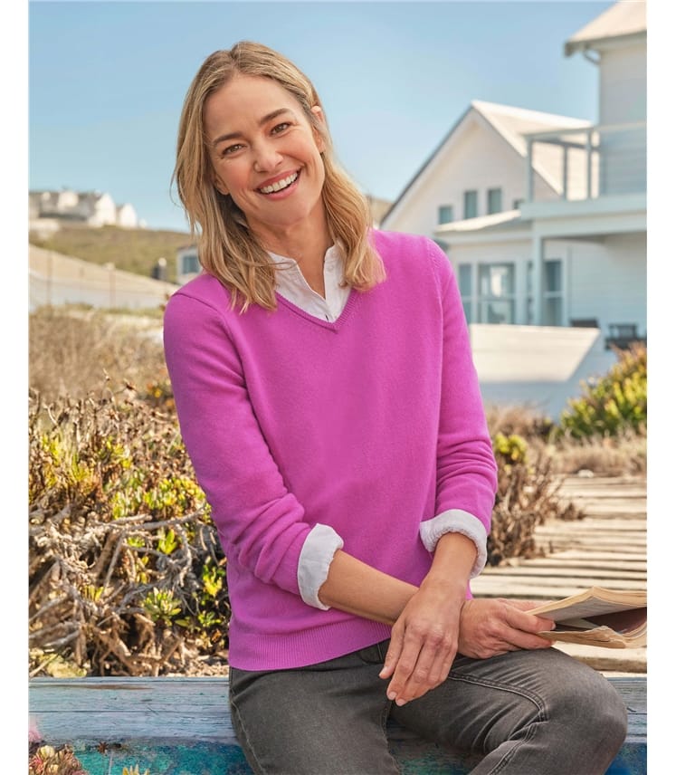 Cashmere & Merino V Neck Knitted Jumper